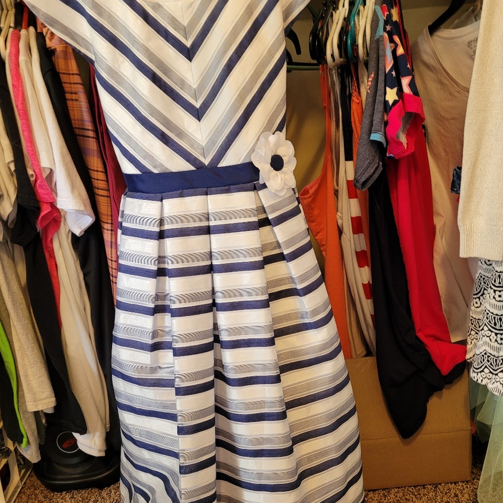 Girl's Navy and White dress